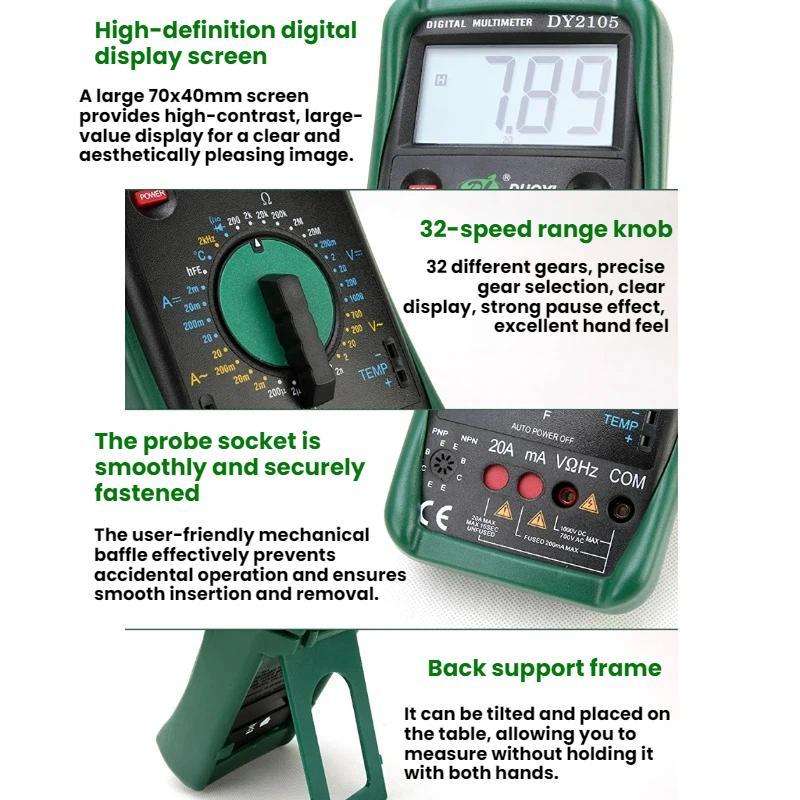 DUOYI AC/DC Voltage Resistance Testing Anti-Burn Digital Multimeter(DY2105)