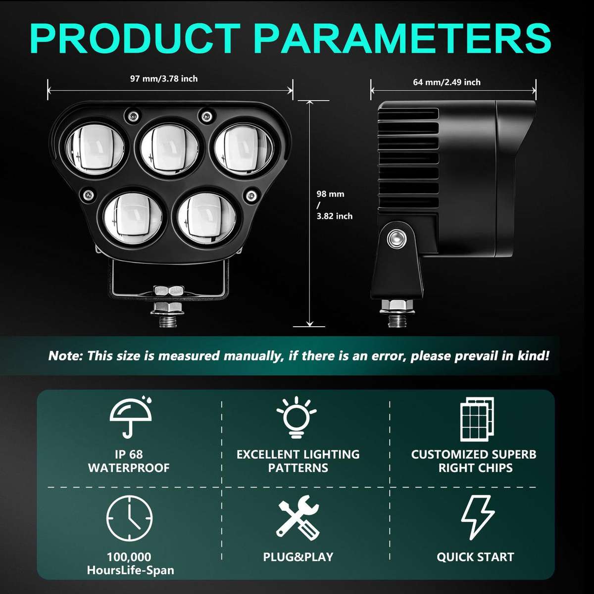 50W 5-Inch High-Power Yellow-White Spotlight For Cars And Trucks, Specification: E11