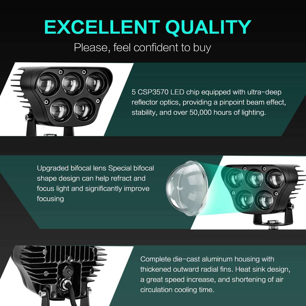 50W 5-Inch High-Power Yellow-White Spotlight For Cars And Trucks, Specification: E11