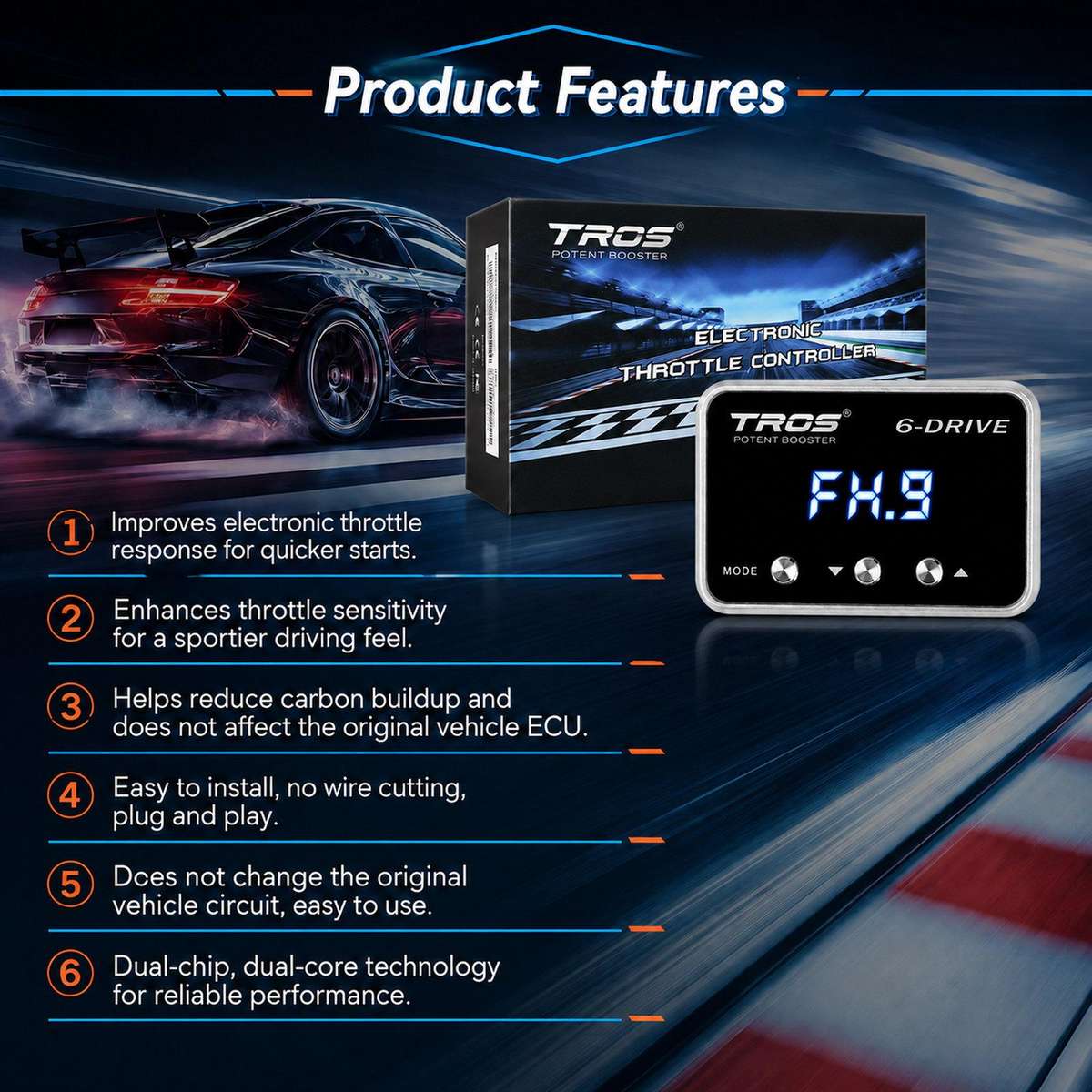 For 2024 Subaru CrossTrek TROS Potent Booster Electronic Throttle Controller(5.4x3.5cm)