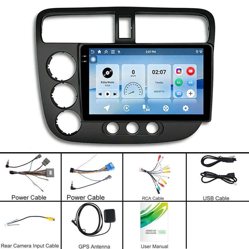 For Honda Civic 2001-2005 Android Car Central Control Screen Navigation Bluetooth Player, Memory: 4-