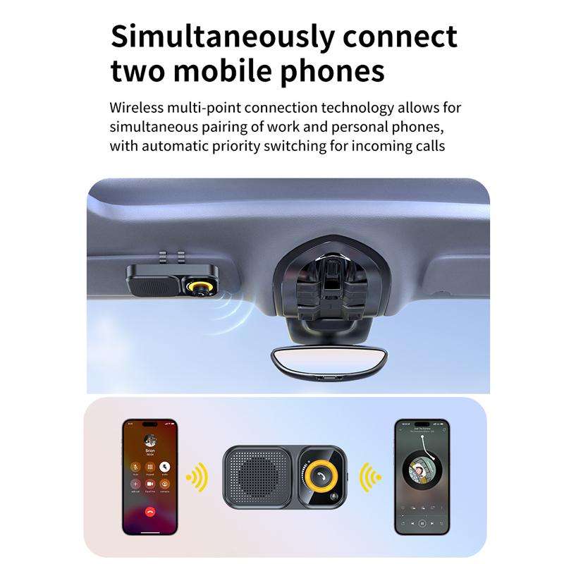 Sun Visor-Style Bluetooth Car Speaker For Hands-Free Calling And Navigation(Black)