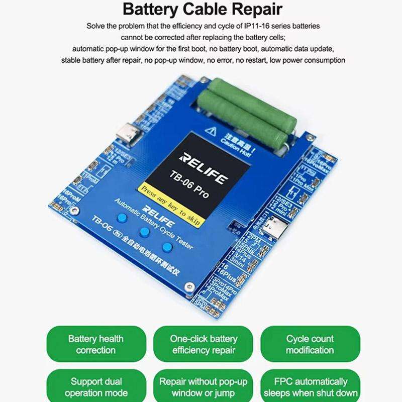 RELIFE TB-06 Pro For IPhone 11-16 Series Fully Automatic Battery Cycle Tester With Dual-Channel Ind