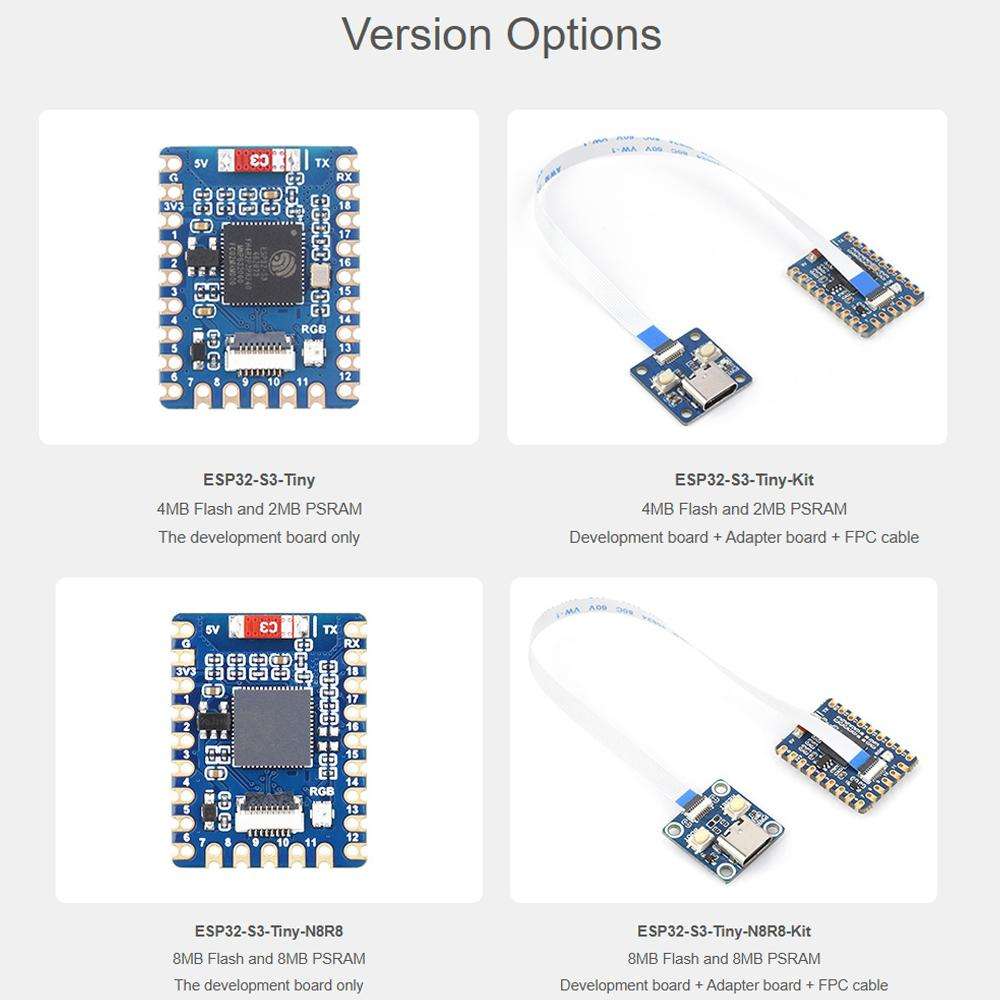 Waveshare ESP32-S3-Tiny-N8R8-Kit Mini Development Board Dual-Core Processor, 240MHz Running Frequen