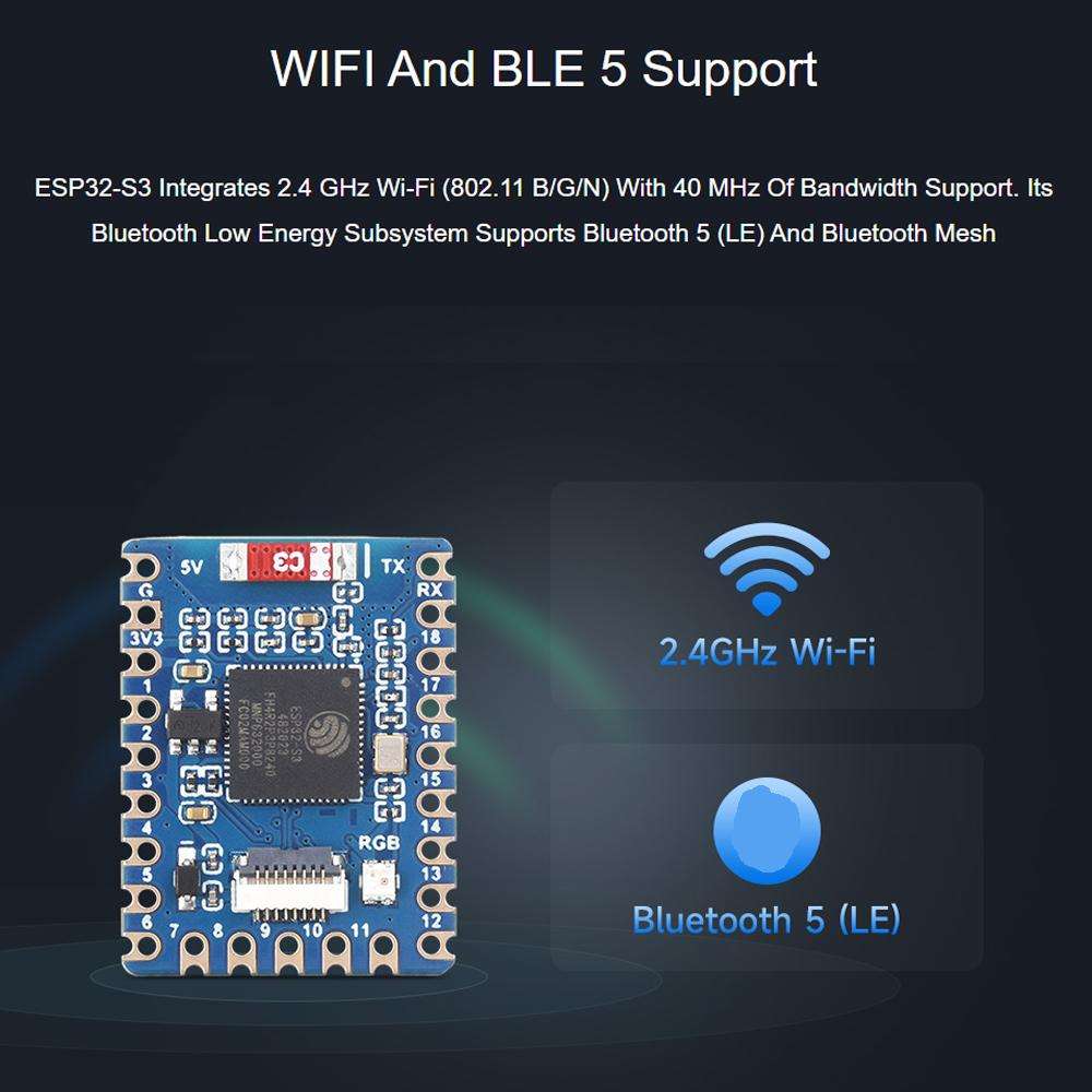 Waveshare ESP32-S3-Tiny-N8R8-Kit Mini Development Board Dual-Core Processor, 240MHz Running Frequen