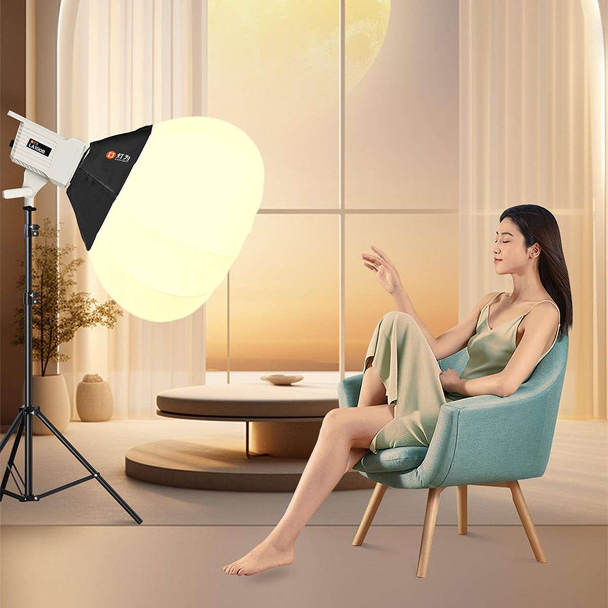 DENGWEI LA100Bi 100W LED Video Light COB Continuous Output Lighting For Live Streaming, 2700K-6500K