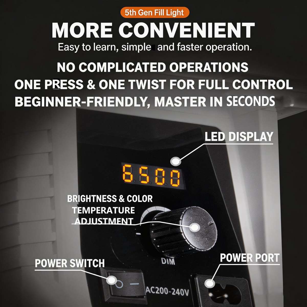 DENGWEI LA100Bi 100W LED Video Light COB Continuous Output Lighting For Live Streaming, 2700K-6500K