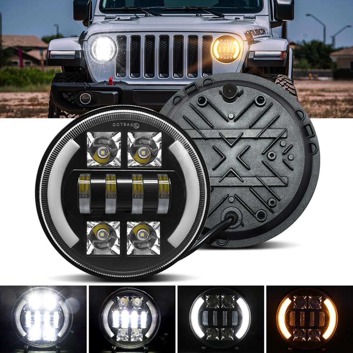 M4 7-Inch Quad Reflector Crescent Headlights For Jeep Wrangler(C0058)