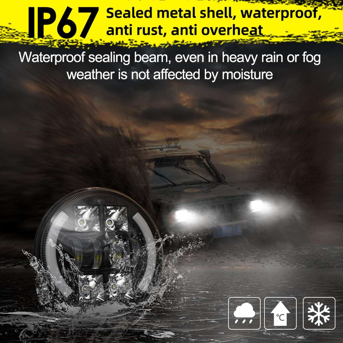 M4 7-Inch Quad Reflector Crescent Headlights For Jeep Wrangler(C0058)