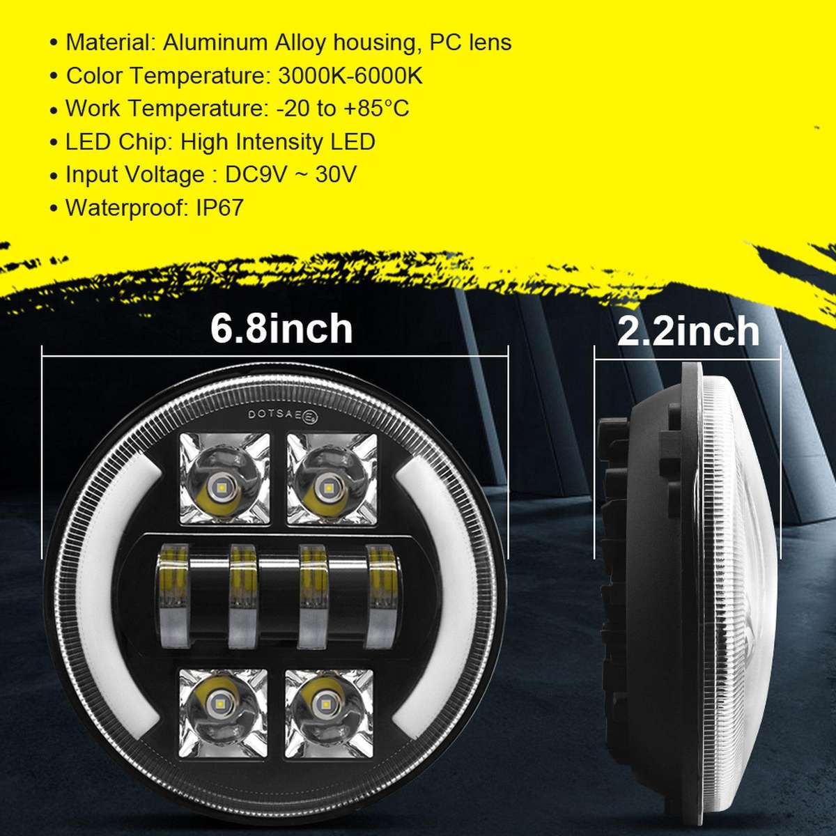 M4 7-Inch Quad Reflector Crescent Headlights For Jeep Wrangler(C0058)