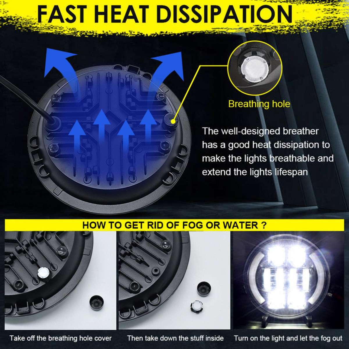 M4 7-Inch Quad Reflector Crescent Headlights For Jeep Wrangler(C0058)