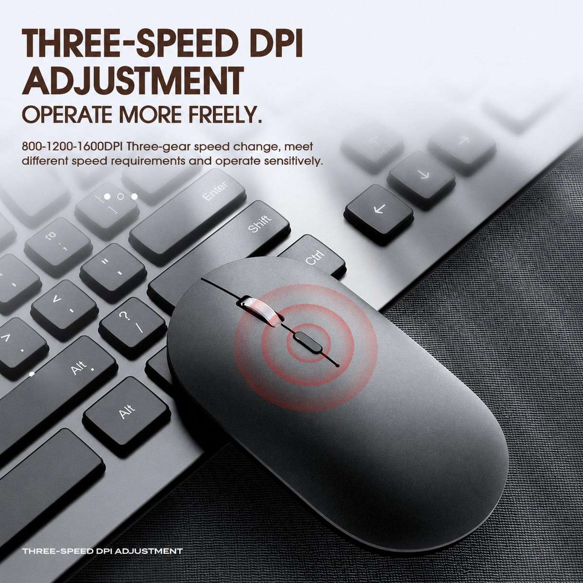 Dual Mode Wireless Bluetooth Mouse Type-C Rechargeable Slim Silent Mouse with 3D Alloy Scroll Wheel