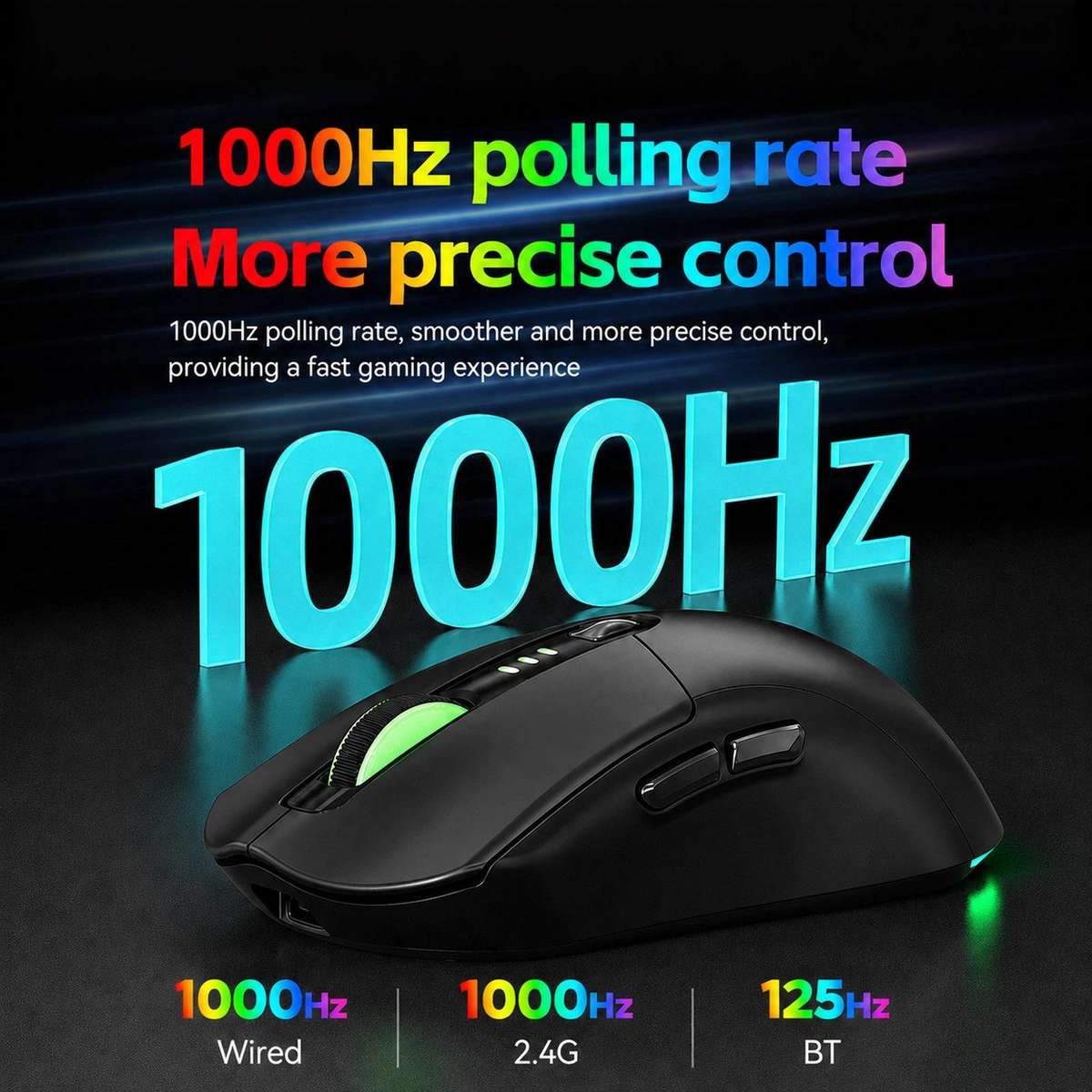 T-WOLF X5 Tri-Mode Wireless Gaming Mouse 12800 DPI Adjustable Rechargeable Gamer Mouse With RGB Back