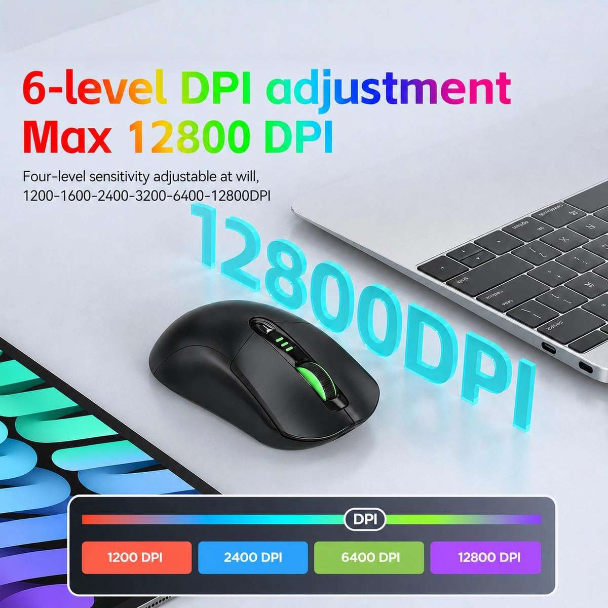 T-WOLF X5 Tri-Mode Wireless Gaming Mouse 12800 DPI Adjustable Rechargeable Gamer Mouse With RGB Back