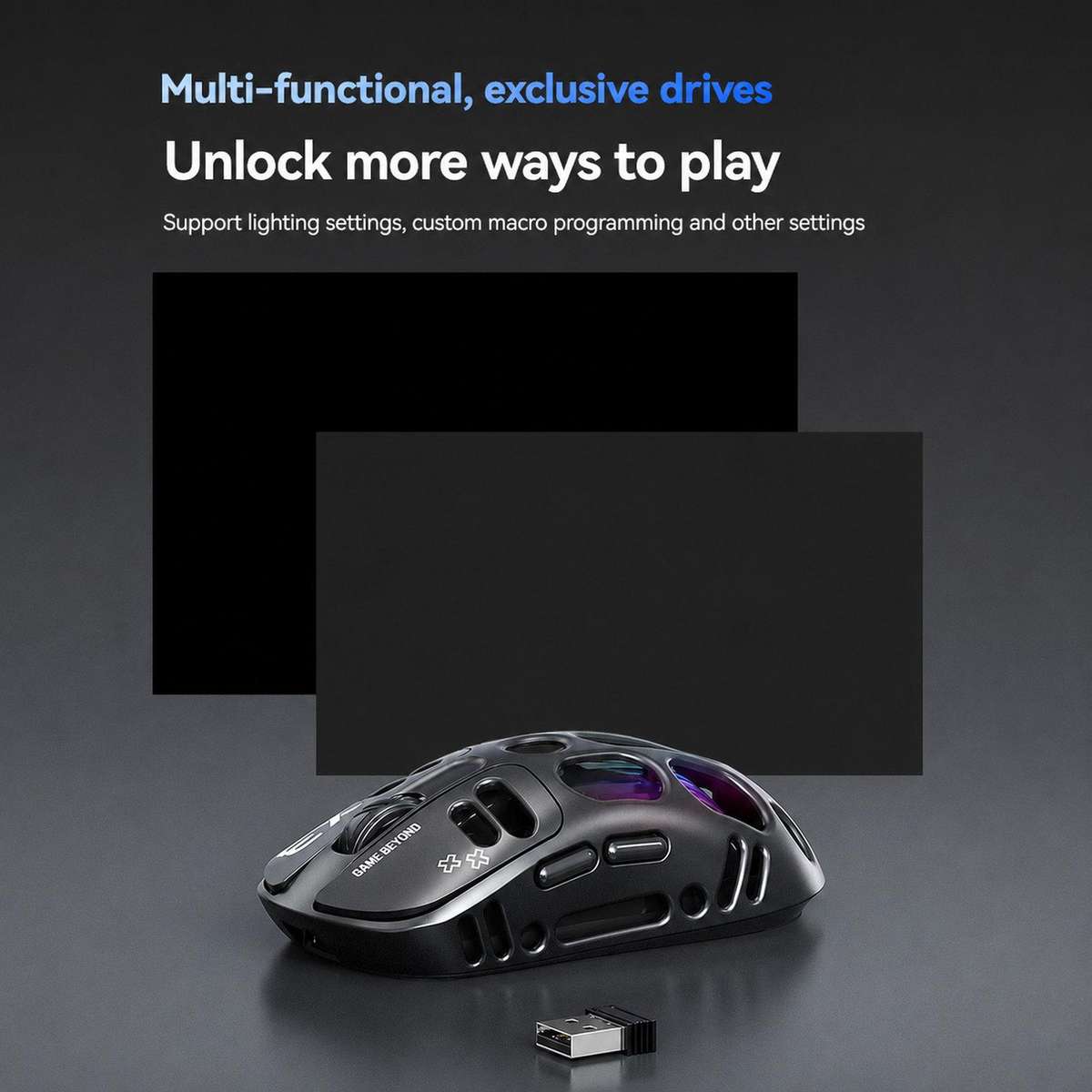 T-WOLF X3 Tri-Mode Wireless Gaming Mouse Ultra-Lightweight Hollow-Out Honeycomb Shell 8000 DPI(Black