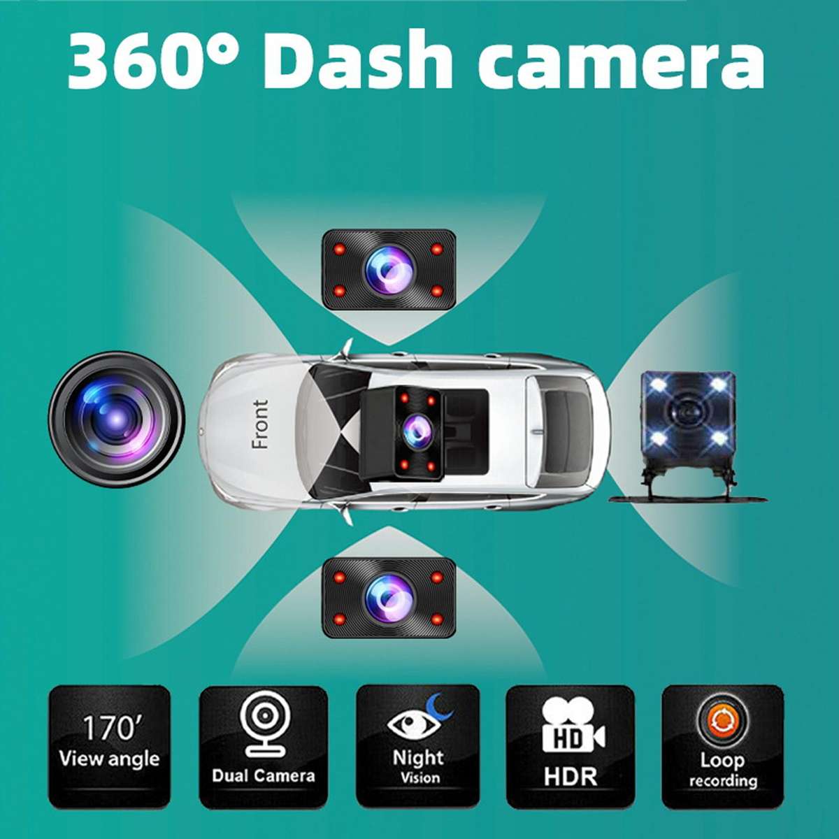 A52 2K HD Infrared Night Vision Dash Cam WIFI Connected Vehicle Camera, Spec: Front+Left+Inner+Right