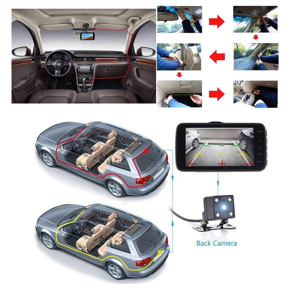 A52 2K HD Infrared Night Vision Dash Cam WIFI Connected Vehicle Camera, Spec: Front+Left+Inner+Right