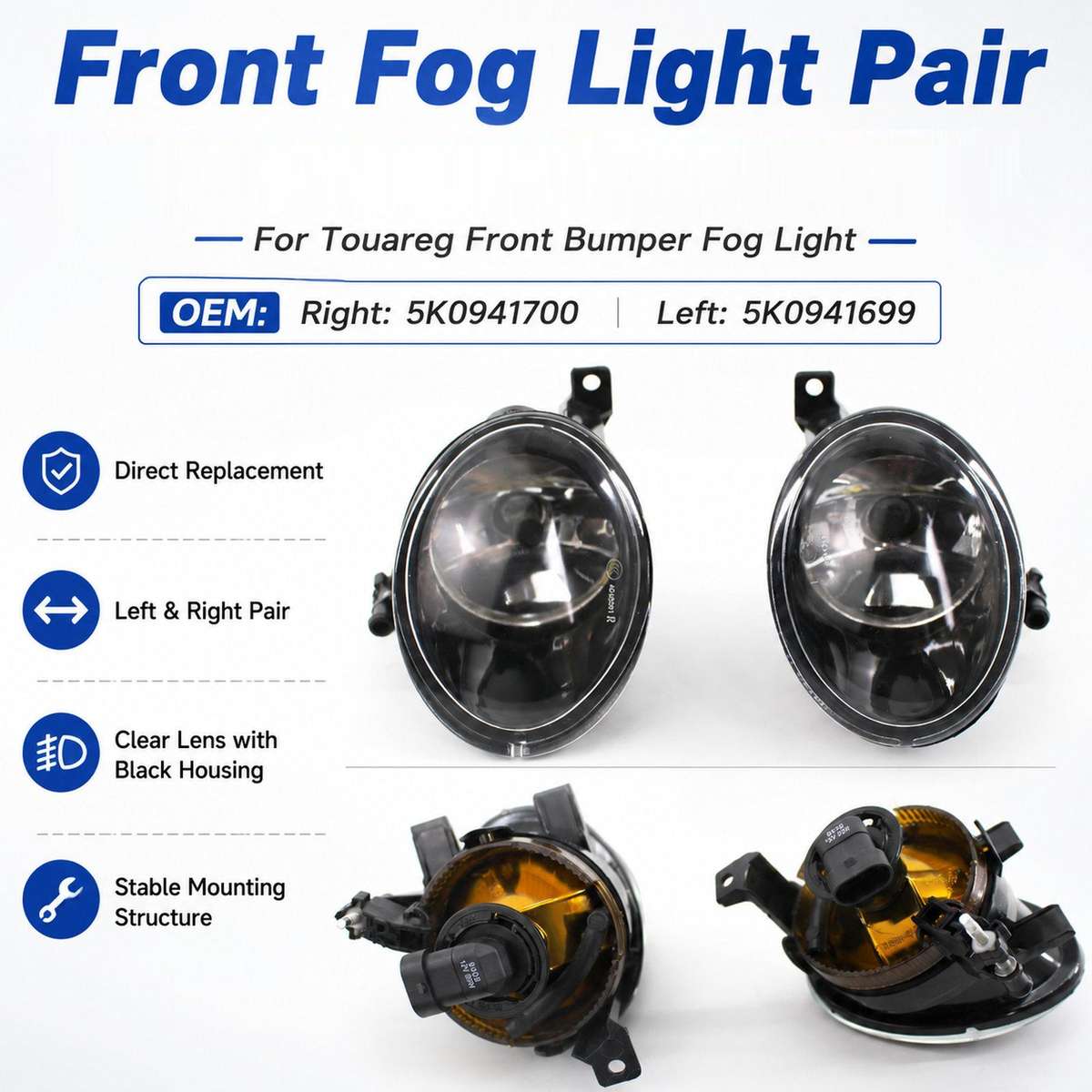 For Volkswagen Front Bumper Fog Lights(Right 5K0941700)