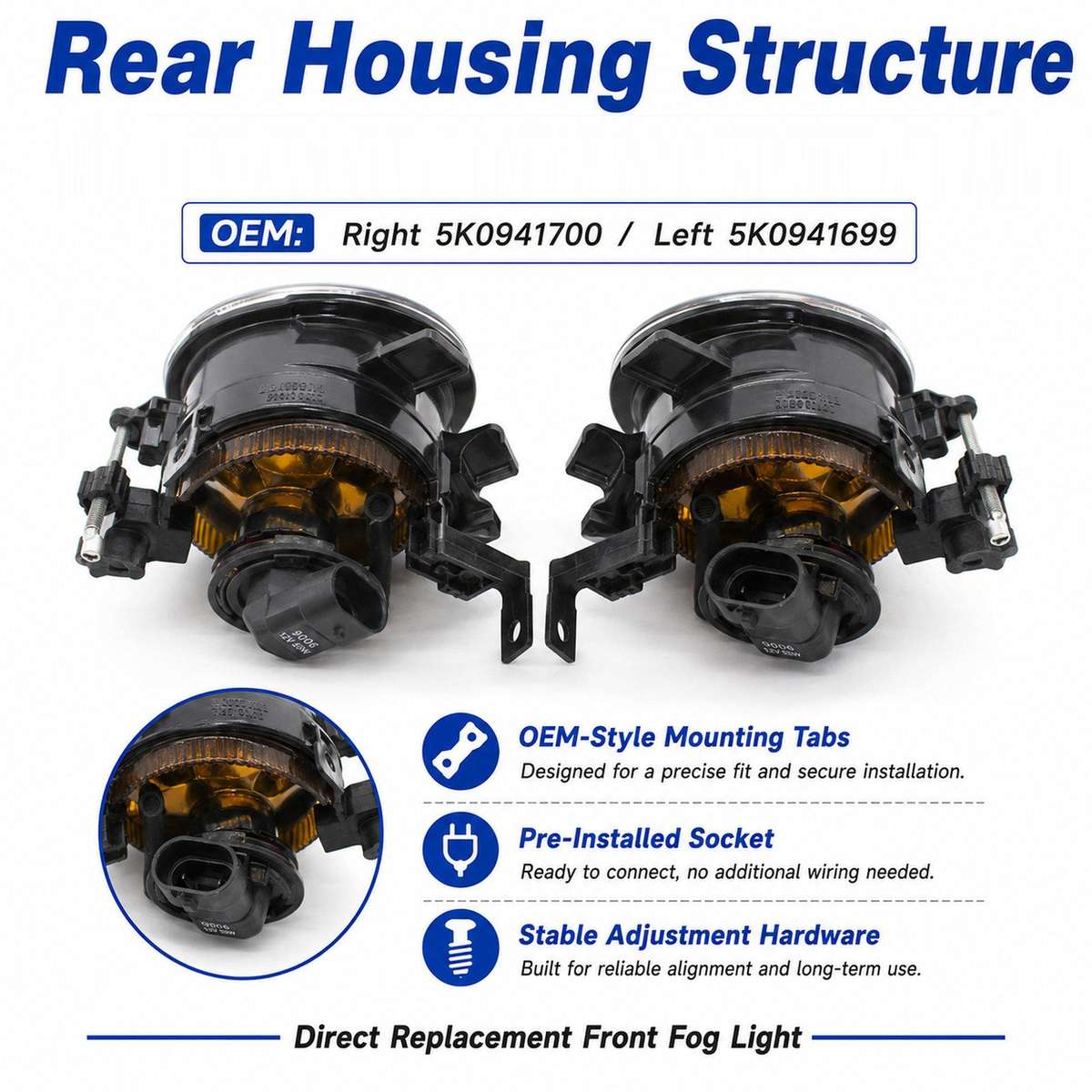For Volkswagen Front Bumper Fog Lights(Right 5K0941700)