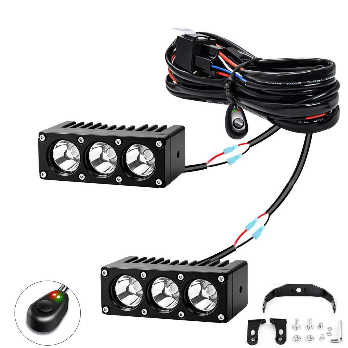 42W High-Power Car Truck Grille Spotlight, Specification: E17+1-to-2 Wiring Harness