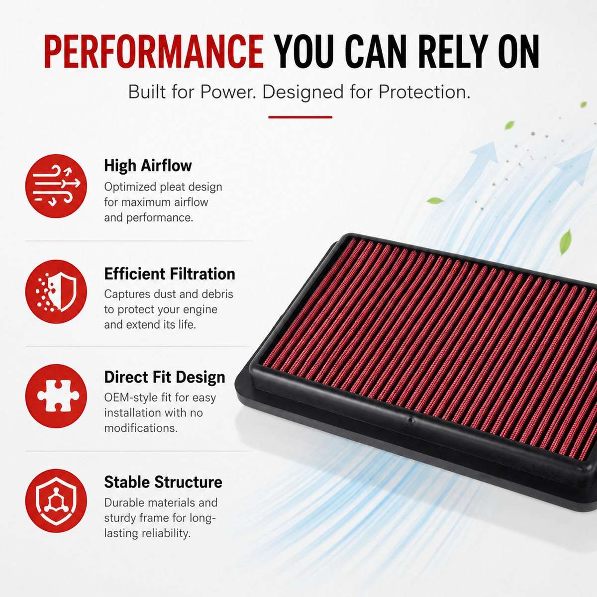 Car Modified Flat Air Filter 33-5108 For Hyundai Lafesta / Santa Fe