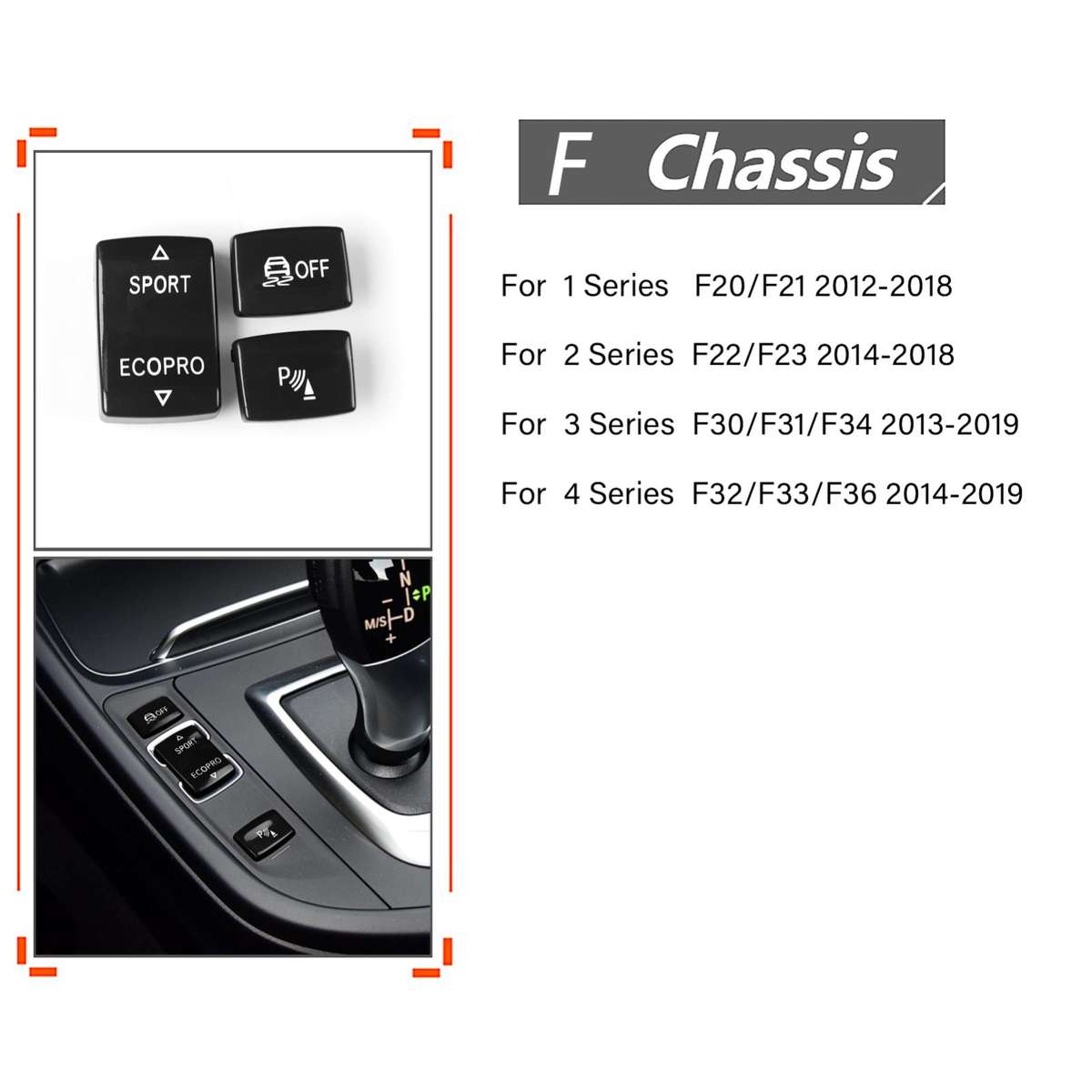 For BMW 1234 Series F 3pcs/ Set Chassis Gear Button(Red)