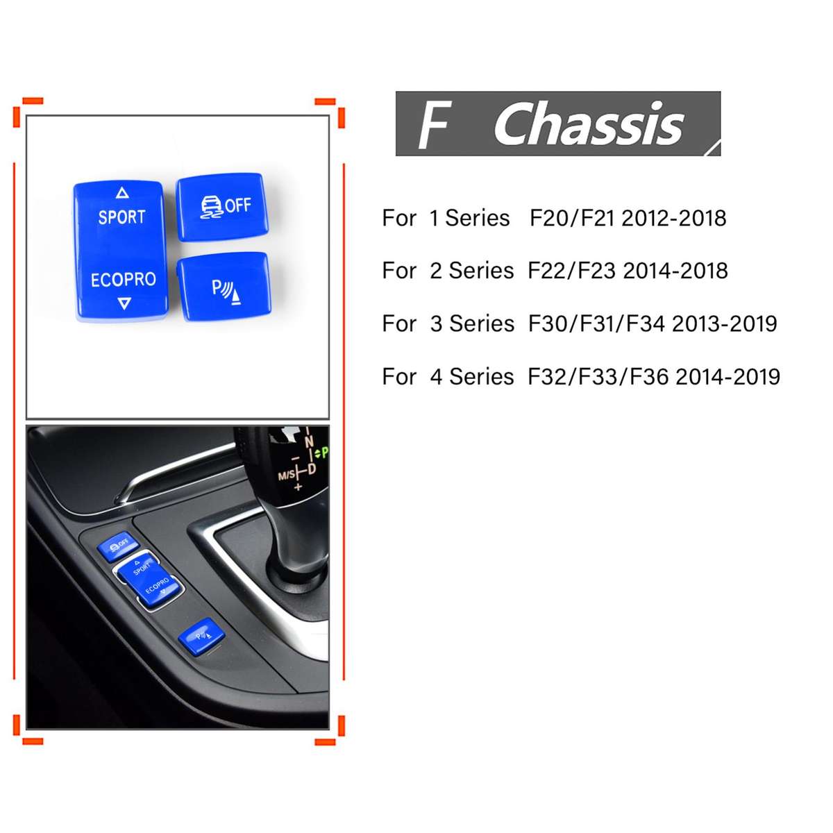 For BMW 1234 Series F 3pcs/ Set Chassis Gear Button(Red)
