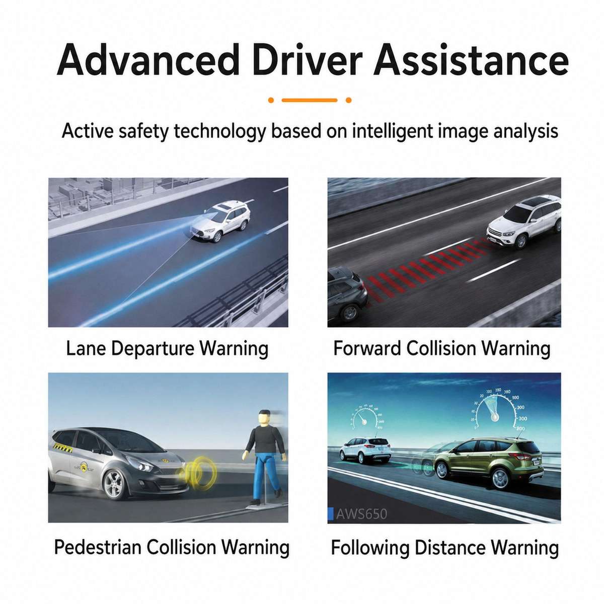 AI Dual Dash Cam Front 1080P Rear 720P With ADAS & DMS Driver Fatigue Warning GPS Version