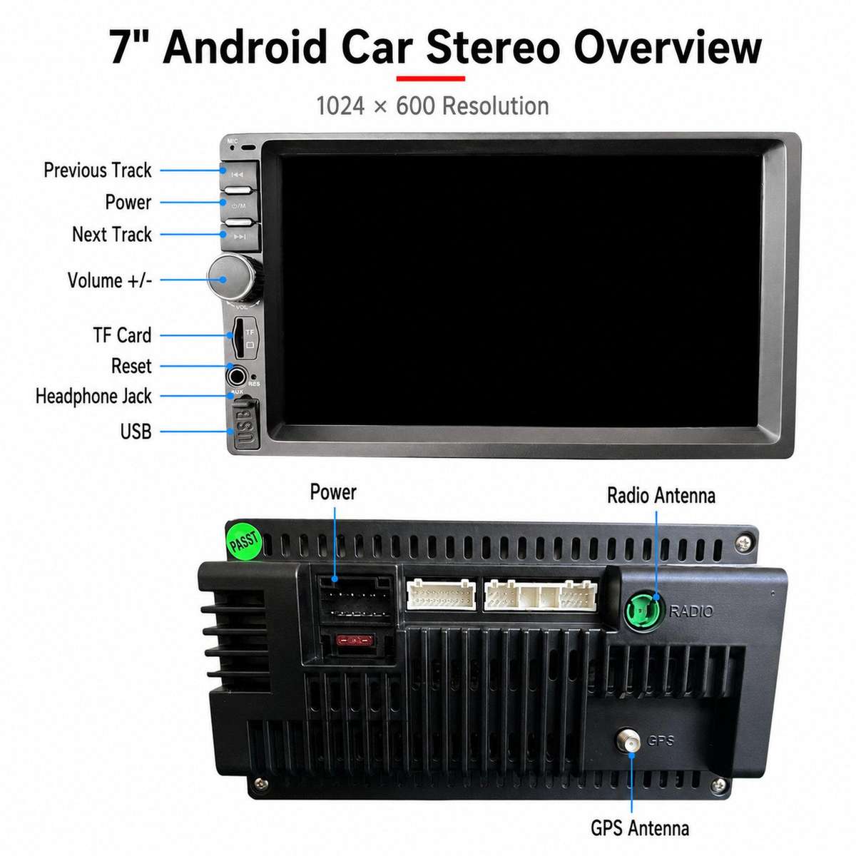 7 inch TCD-107B In-Car Navigation Smart Center Console Universal Voice Control, Radio, And Reverse C