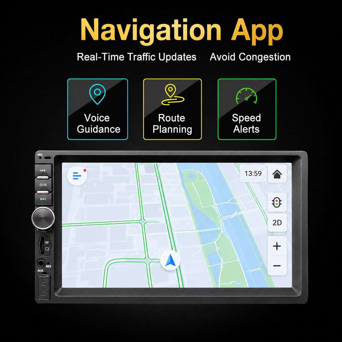 7 inch TCD-107B In-Car Navigation Smart Center Console Universal Voice Control, Radio, And Reverse C