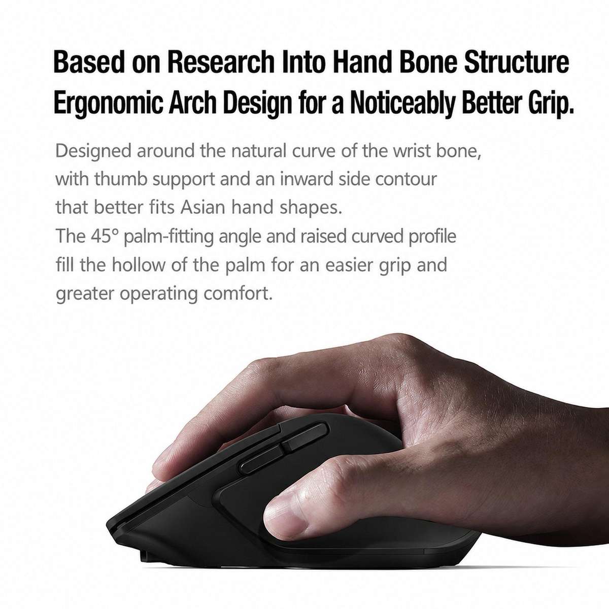 W&P M-WB2 Wireless Ergonomic Mouse Tri-Mode Bluetooth & 2.4G Silent Computer Mouse(Black)