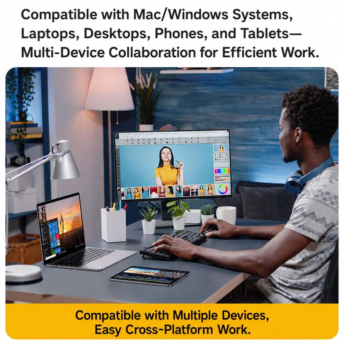 W&P M-WB2 Wireless Ergonomic Mouse Tri-Mode Bluetooth & 2.4G Silent Computer Mouse(Black)