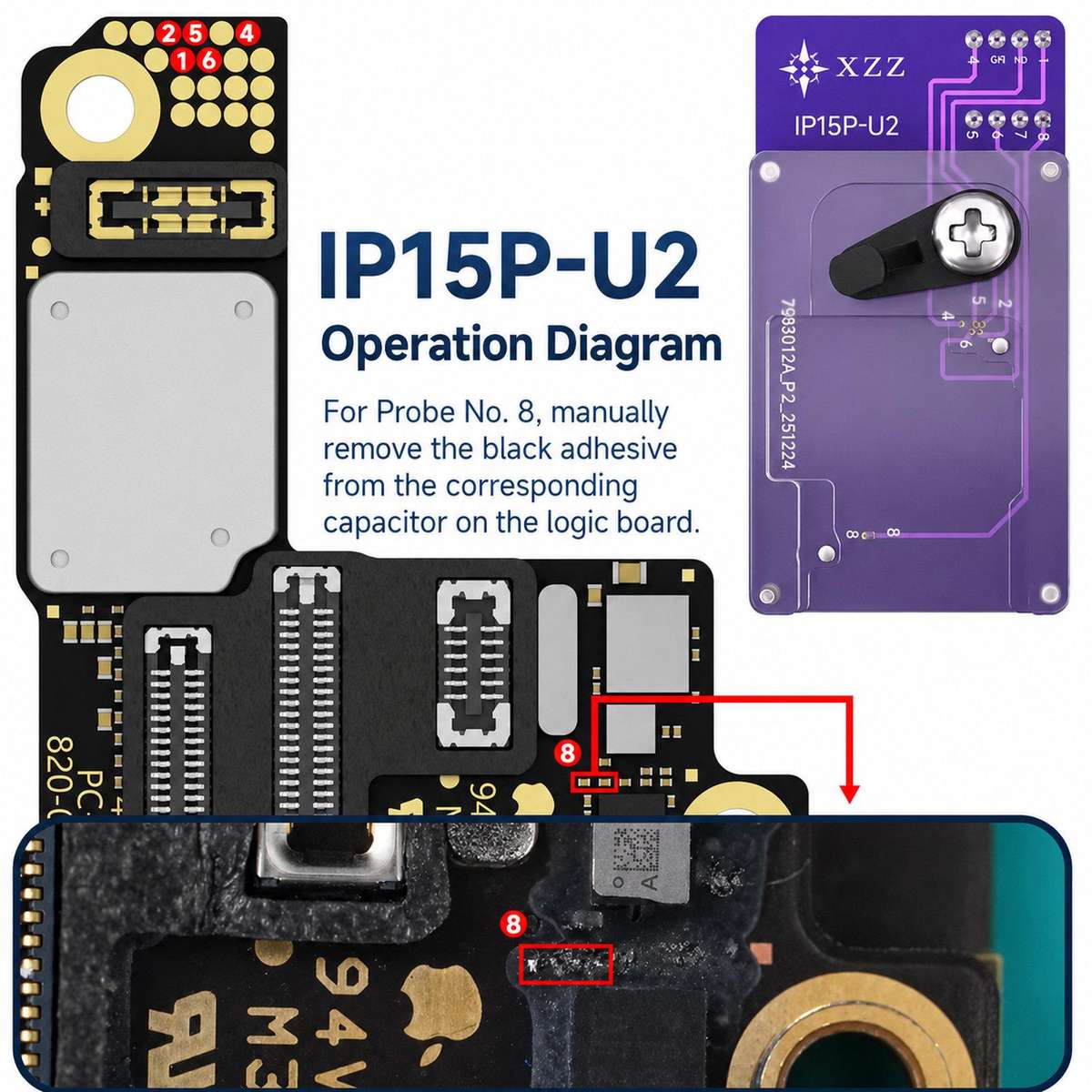 XZZ U2 Charging Chip Reader Writer Fixture With CH341A Programmer For iPhone 15 Pro / 15 Pro Max / 1