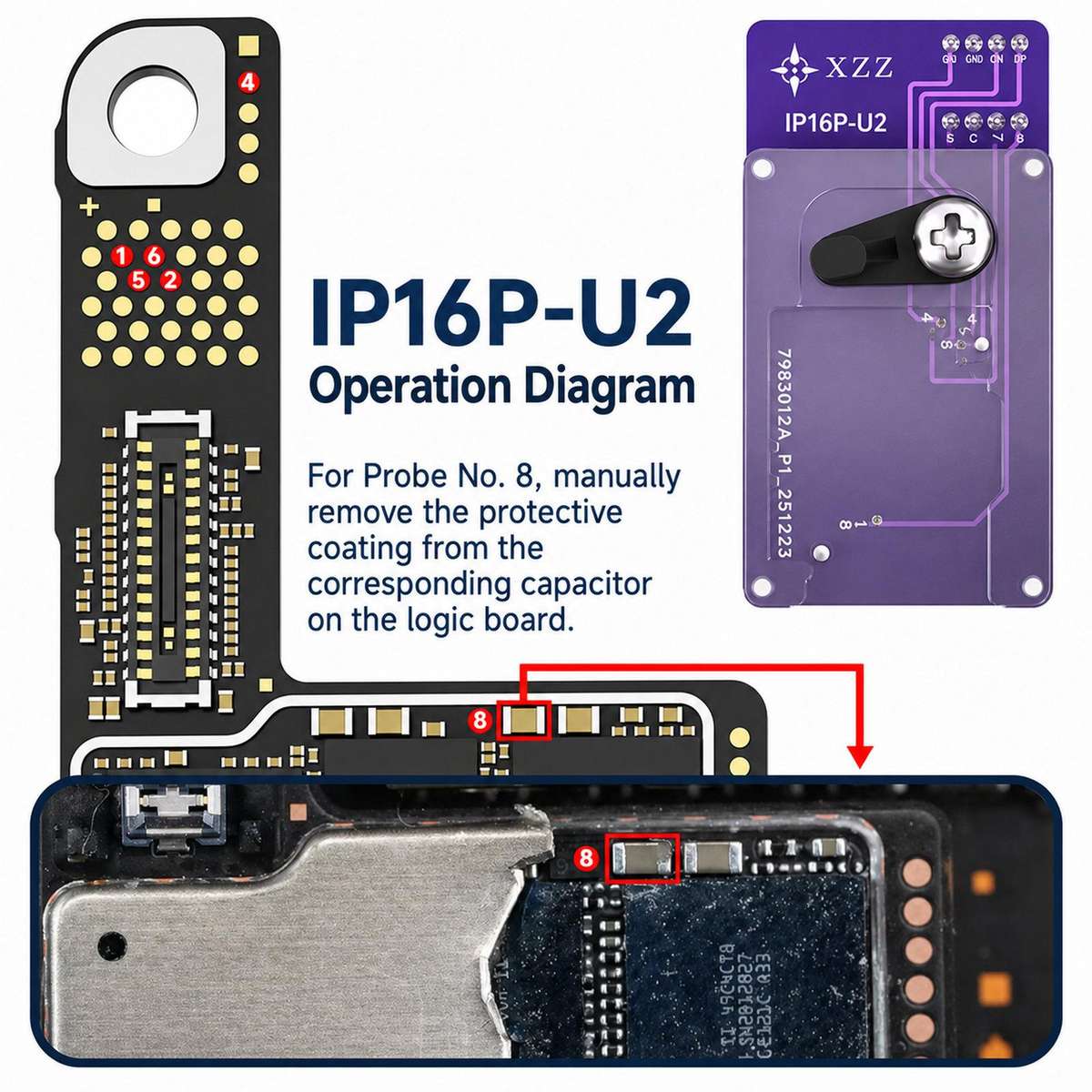 XZZ U2 Charging Chip Reader Writer Fixture With CH341A Programmer For iPhone 15 Pro / 15 Pro Max / 1