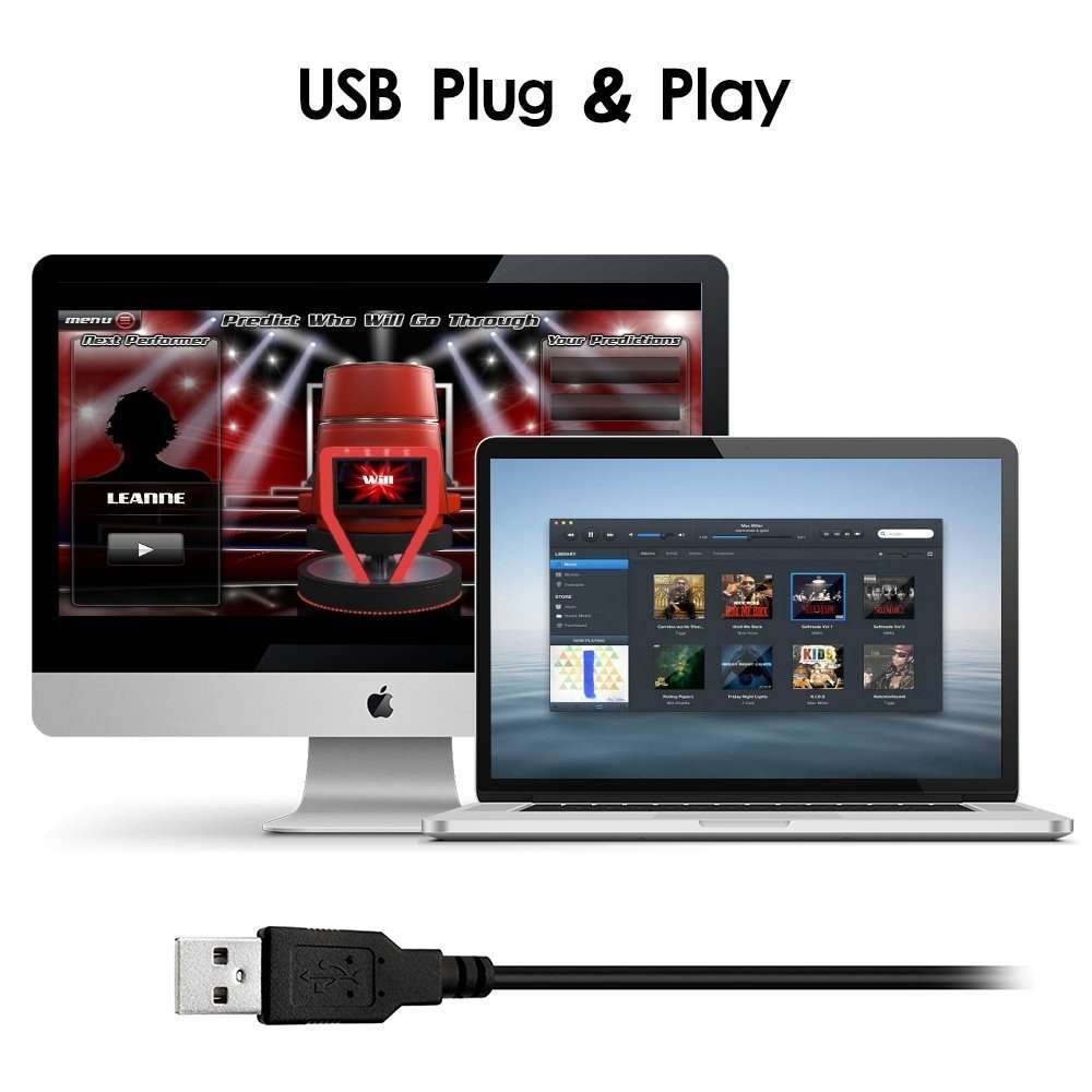 USB Condenser Microphone with Cable for Computer PC Desktop Laptop Notebook Cable Recording Gaming