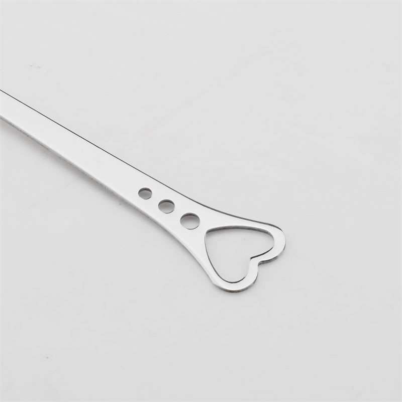 2 PCS Stainless Steel Spoon Portable Metal Coffee Teaspoon Creative Lo ... Silver Single Hole Love