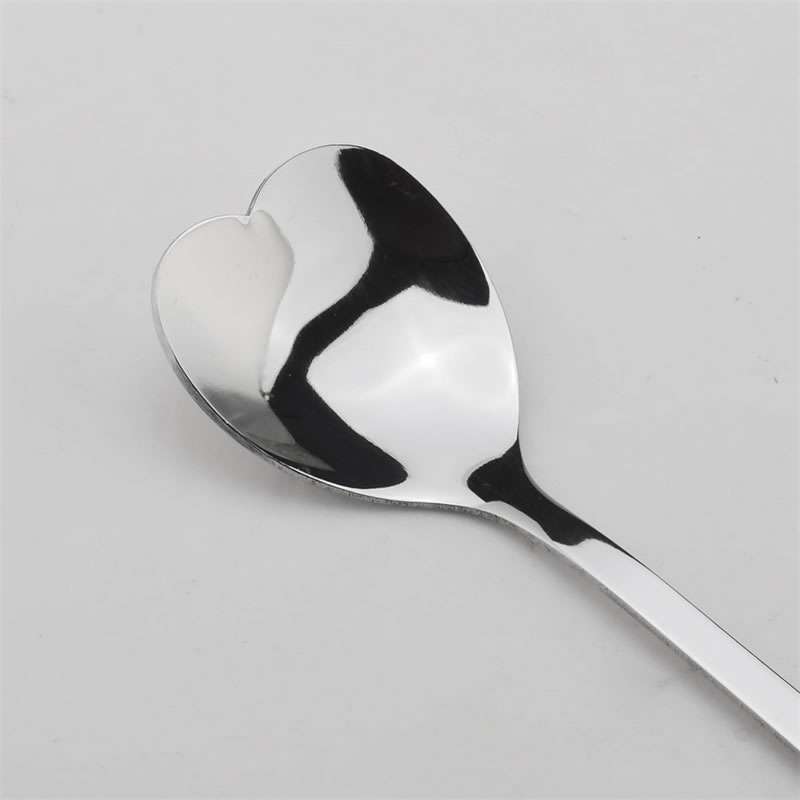 2 PCS Stainless Steel Spoon Portable Metal Coffee Teaspoon Creative Lo ... Silver Single Hole Love