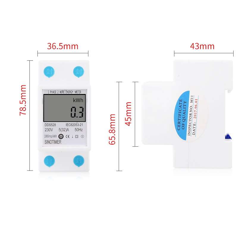 DDS528 5-32A 230V 50Hz Single-phase Household DIN Rail Electronic Multi-function Energy Meter