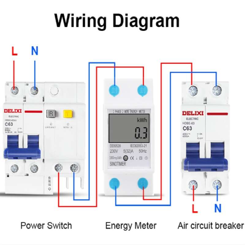 DDS528 5-32A 230V 50Hz Single-phase Household DIN Rail Electronic Multi-function Energy Meter