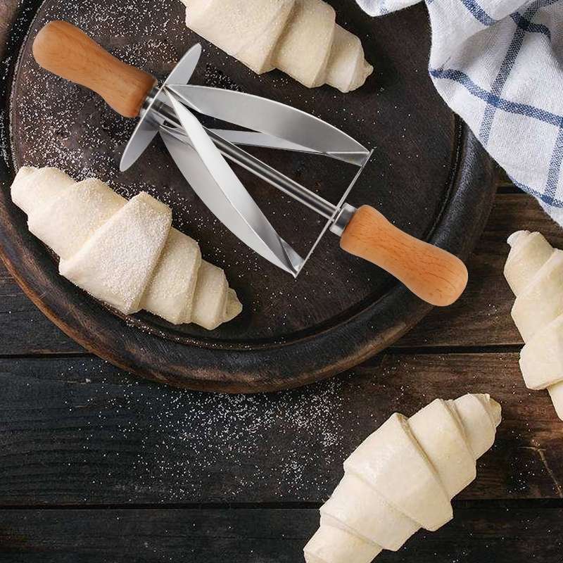 Croissant Tool Roller Stainless Steel Croissant Cutlery Croissant Knife(Silver)