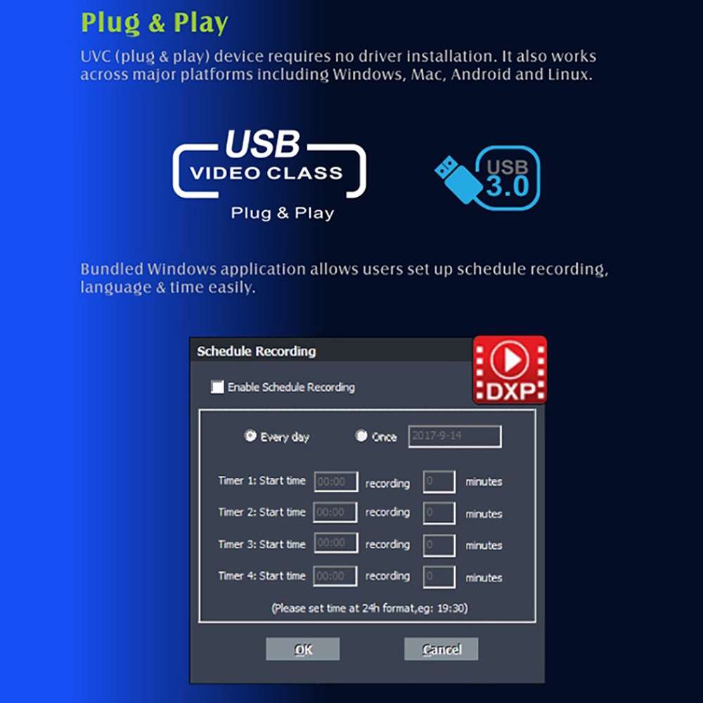 EZCAP321B USB 3.0 UVC HD60 Game Live Video Capture(Black)