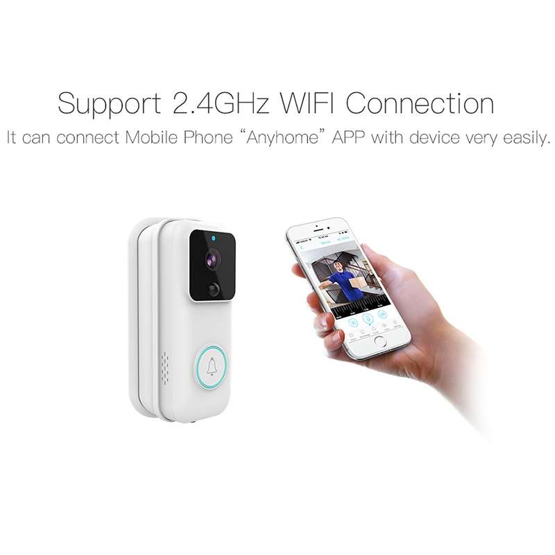 Anytek B60 720P Smart WiFi Video Visual Doorbell, Support APP Remote & PIR Detection & ... (White)