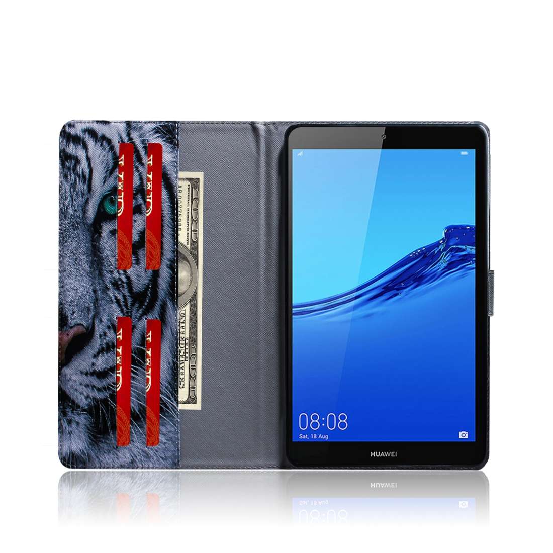 Tiger Pattern Horizontal Flip Leather Case for Huawei MediaPad M5 Lite 8 / Honor Tab 5, with Holde