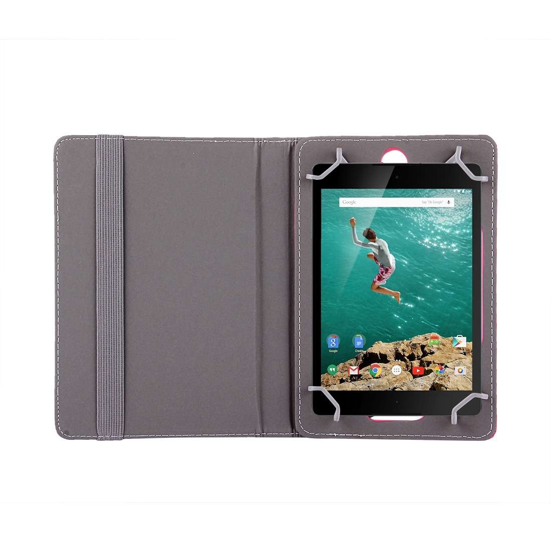 9 inch Tablets Leather Case Crazy Horse Texture 360 Degrees Rotation Protective Case ... (Magenta)