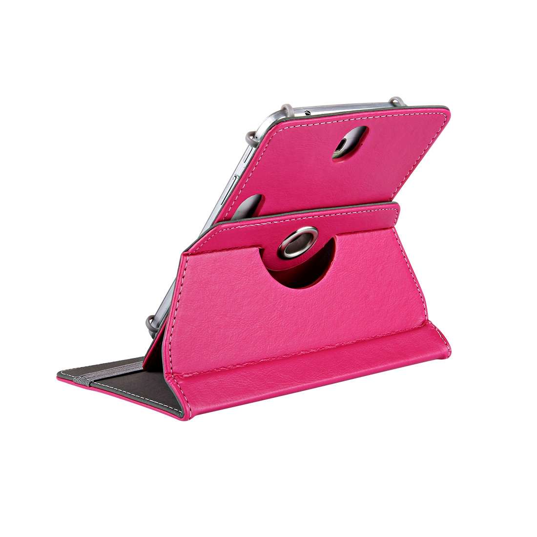 9 inch Tablets Leather Case Crazy Horse Texture 360 Degrees Rotation Protective Case ... (Magenta)