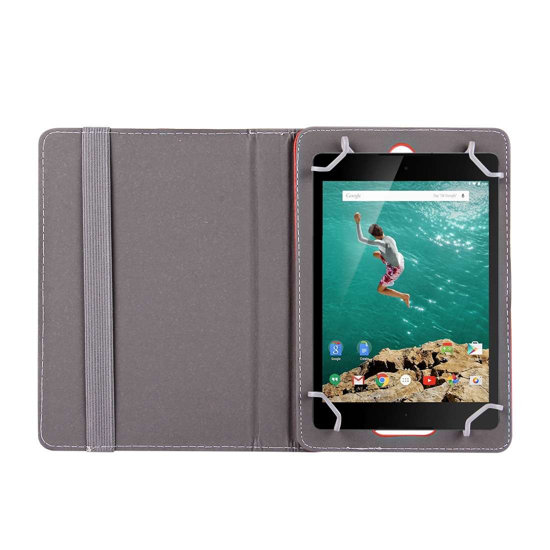9 inch Tablets Leather Case Crazy Horse Texture 360 Degrees Rotation Protective Case She ... (Red)