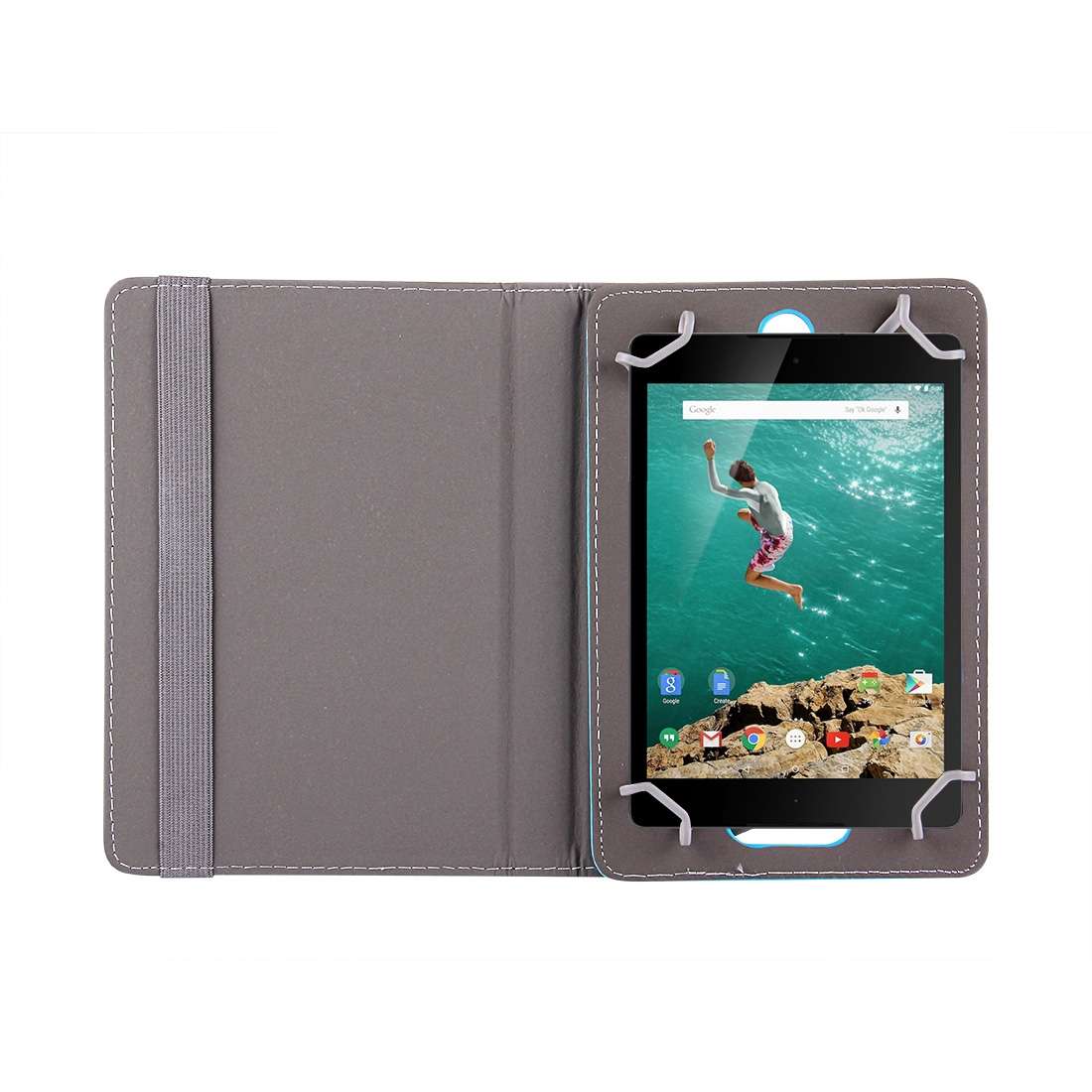 9 inch Tablets Leather Case Crazy Horse Texture 360 Degrees Rotation Protective Ca ... (Baby Blue)