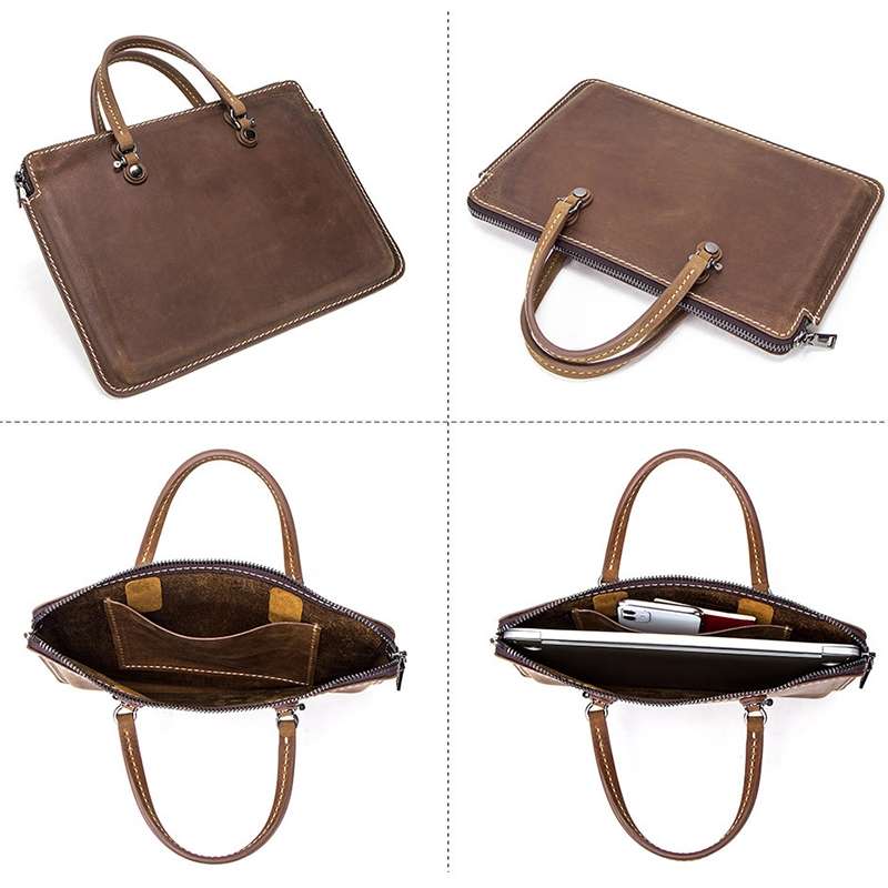 CF3004 For Macbook Pro 15 inch Retro Crazy Horse Texture Zipper Multifunctional Lapto ... (Coffee)