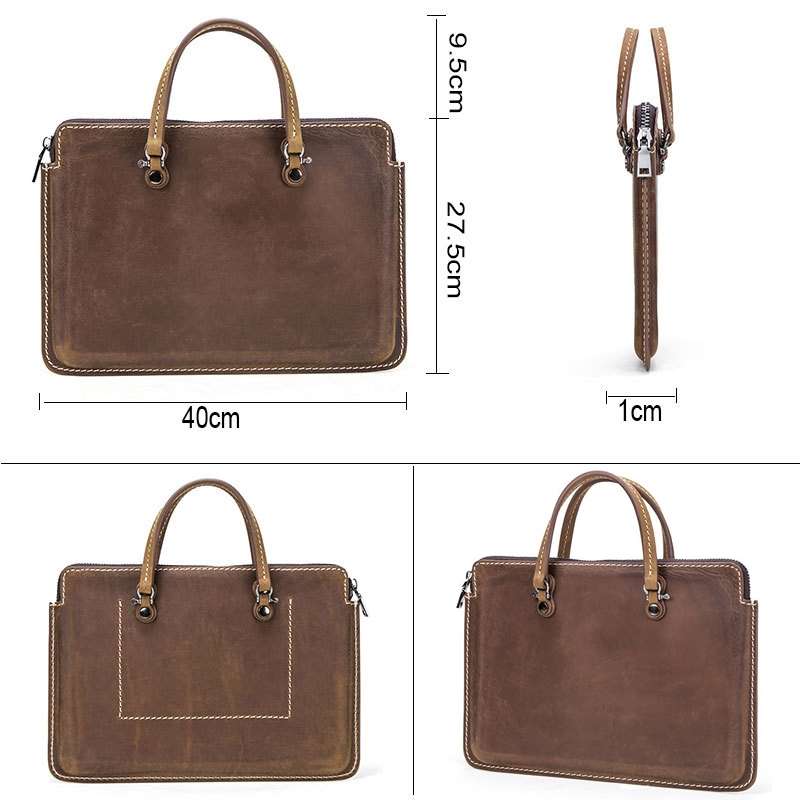 CF3004 For Macbook Pro 15 inch Retro Crazy Horse Texture Zipper Multifunctional Lapto ... (Coffee)