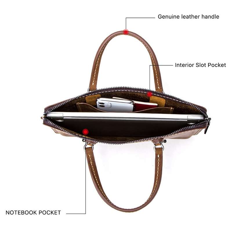 CF3004 For Macbook Pro 15 inch Retro Crazy Horse Texture Zipper Multifunctional Lapto ... (Coffee)